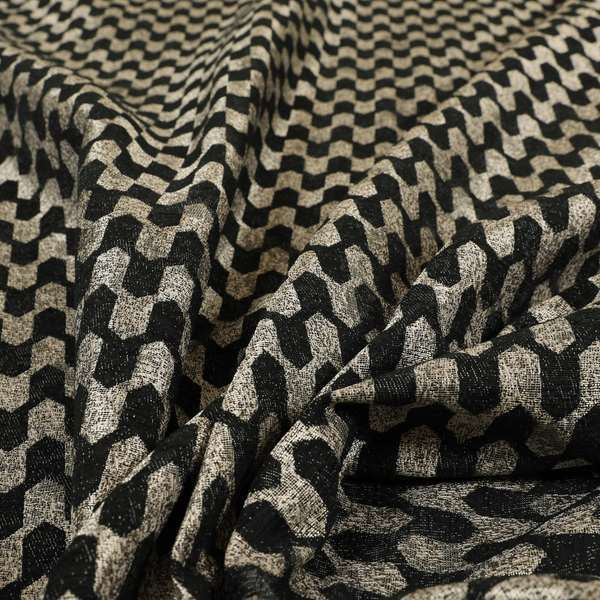 Lomasi Metallic Tones Fabric Silver Black Colour Geometric Woven Pattern Furnishing Fabric JO-291 - Handmade Cushions