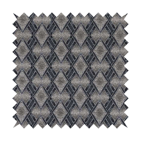 Elwin Decorative Weave Grey Navy Blue Colour Geometric Hexagon Pattern Jacquard Fabric JO-296 - Handmade Cushions