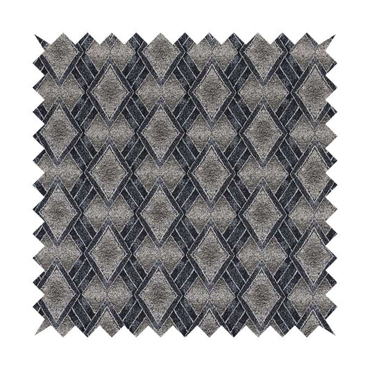 Elwin Decorative Weave Grey Navy Blue Colour Geometric Hexagon Pattern Jacquard Fabric JO-296 - Handmade Cushions