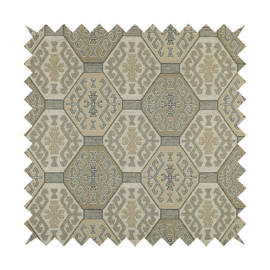 Mirador Medallion Pattern In Grey Beige Colour Interior Fabrics JO-352 - Handmade Cushions