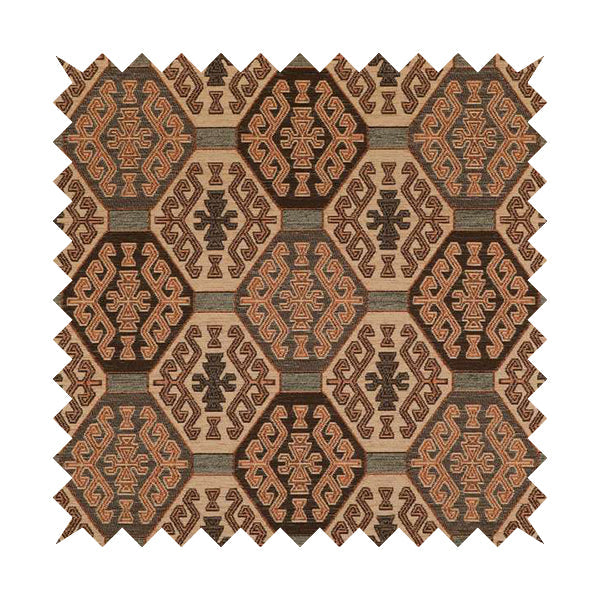 Mirador Medallion Pattern In Orange Colour Interior Fabrics JO-353 - Handmade Cushions
