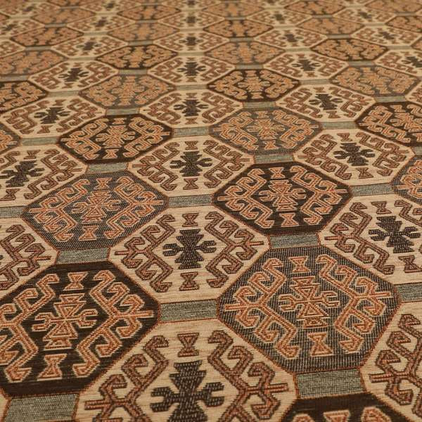 Mirador Medallion Pattern In Orange Colour Interior Fabrics JO-353 - Handmade Cushions