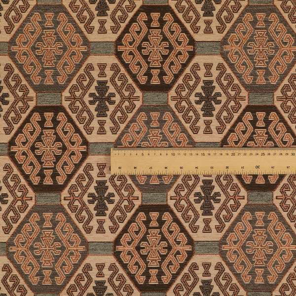 Mirador Medallion Pattern In Orange Colour Interior Fabrics JO-353 - Handmade Cushions