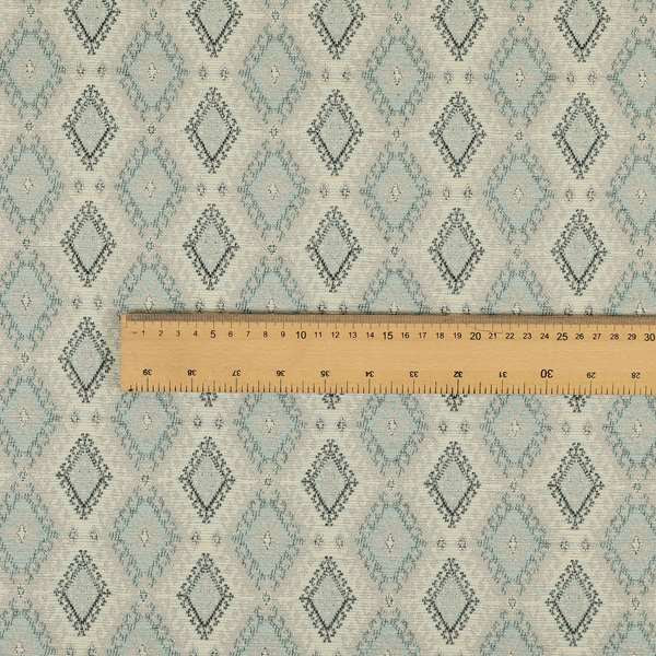 Juanita Small Motif Diamond Pattern In Grey Blue Colour Interior Designer Fabrics JO-357 - Handmade Cushions