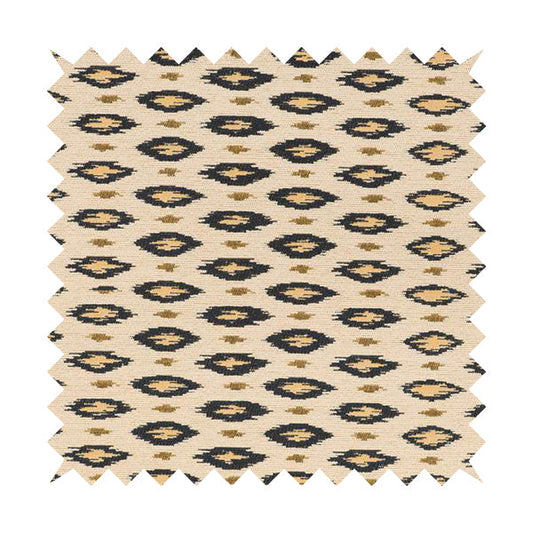 Ella Ikat Small Motif Design Navy Blue Colour Woven Jacquard Upholstery Fabrics JO-360 - Handmade Cushions