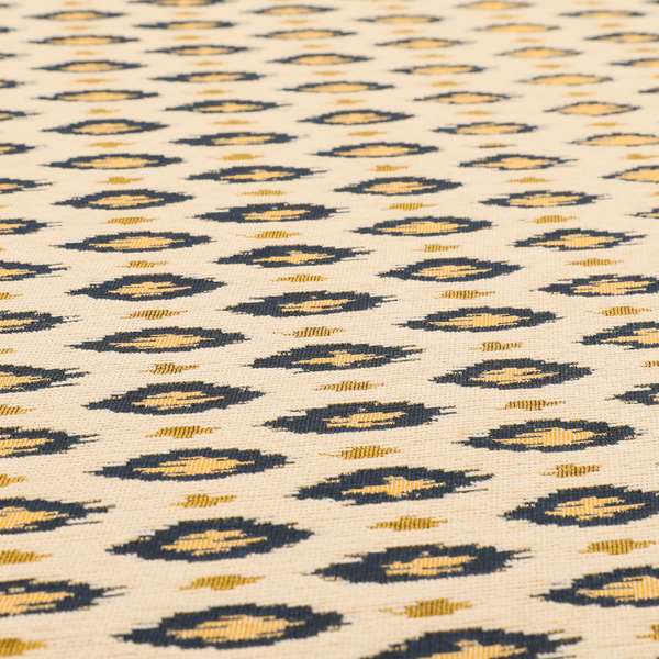 Ella Ikat Small Motif Design Navy Blue Colour Woven Jacquard Upholstery Fabrics JO-360 - Handmade Cushions