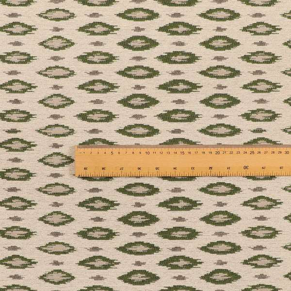 Ella Ikat Small Motif Design Green Colour Woven Jacquard Upholstery Fabrics JO-361 - Handmade Cushions